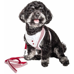 Pet Life HA25RDSM Luxe Spawling 2-in-1 Mesh Reversed Adjustable Dog Harness-Leash with Fashion Bowtie&#44; Red - Small