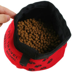 Pet Travel Water Bowl Dogs Cats Foldable &  Portable Bowl RED (9.5 * 4 Inches)