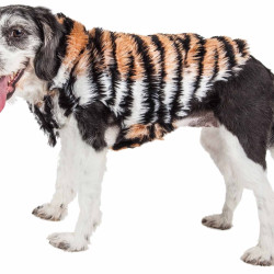 Pet Life  Luxe 'Tigerbone' Glamourous Tiger Patterned Mink Fur Dog Coat Jacket